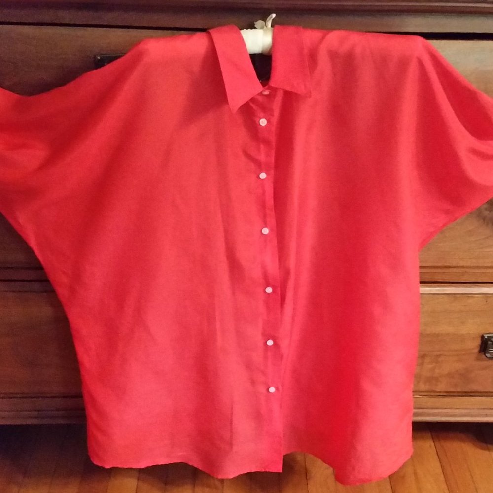 Lauren Big Shirt Size 20 Silk & Cotton Orange/Red